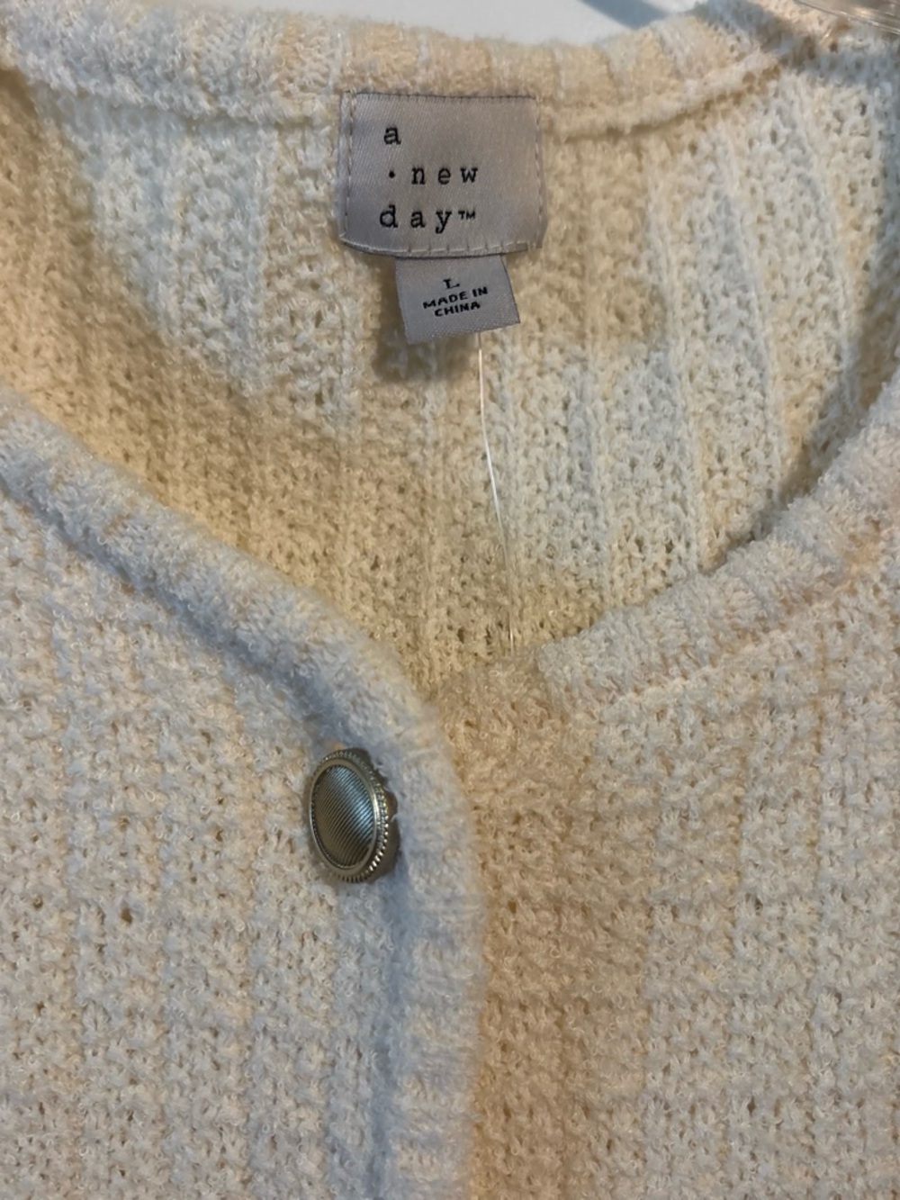 a new day Cream Short-Sleeve Button-Front Cardigan - Picture 2 of 2